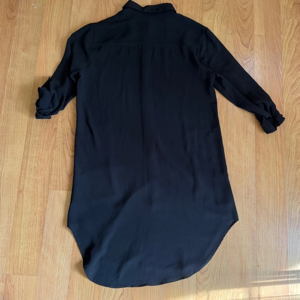 Monteau Women’s Collared Black Longline Button-up Half Sleeve Dress Size Small - Picture 5 of 6